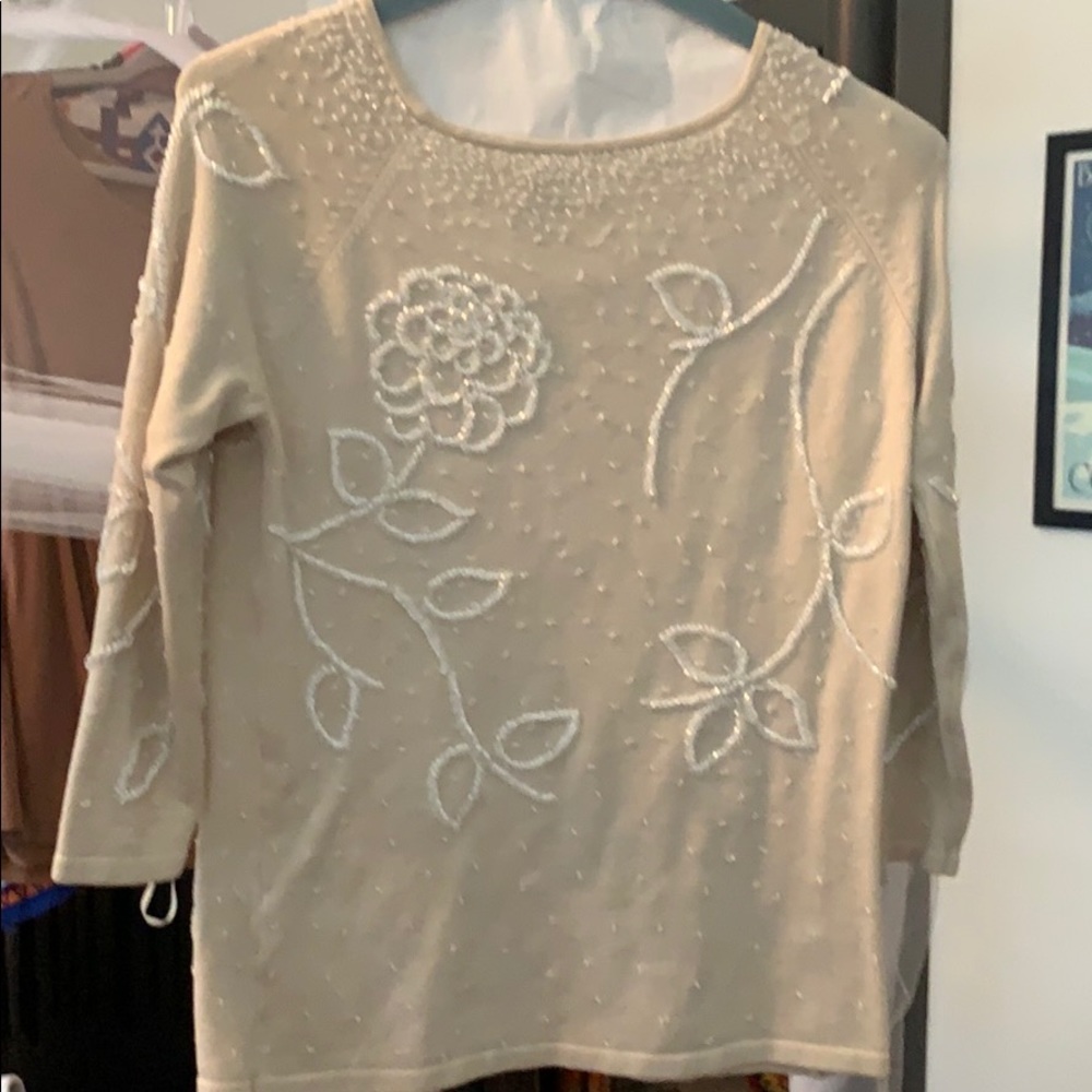 Embroidered beaded sweater